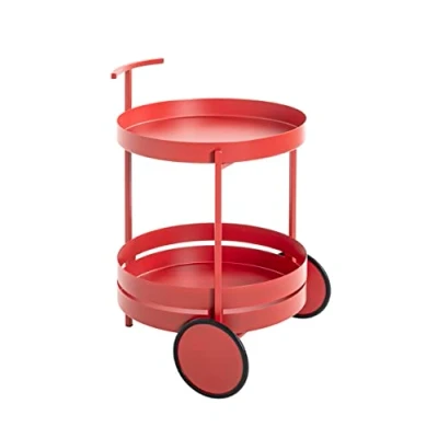Afbeelding van HAKU Möbel serveerwagen, metaal, rood, Ø 42 x H 62 cm