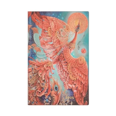 Afbeelding van Firebird (Birds of Happiness) Maxi 12 month Horizontal Softcover Flexi Dayplanner 2025 (Elastic Band Closure): tydzień na dwóch stronach, zamykany gumkę, papier 100 gsm