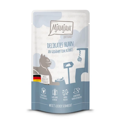 Afbeelding van 12x125g MjAMjAM Quetschie Kip nat kattenvoer