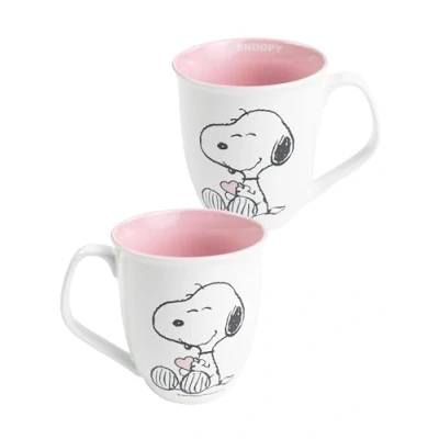 Afbeelding van The Peanuts Snoopy mok koffiemok beker van keramiek roze wit 280 ml