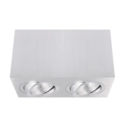 Afbeelding van Yphix Palermo Opbouwspot Vierkant 2 Lichtpunten Kantelbaar 173x90mm Aluminium LEDdirect.nl