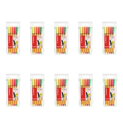 Afbeelding van Fineliner STABILO point 88 Mini 10x 5 pack met verschillende neonkleuren