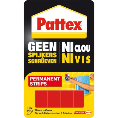 Afbeelding van Pattex Geen Spijkers &amp; Schroeven Montage Strips Permanent 10 stuks