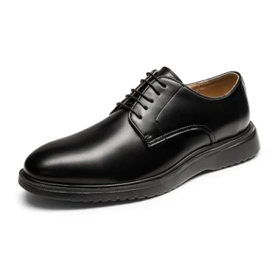 Afbeelding van Bruno Marc Kostuumschoenen voor heren, met popcornzolen, veterschoenen zachte terugvering, zakelijke schoenen, comfortabel, zwart, 44 EU