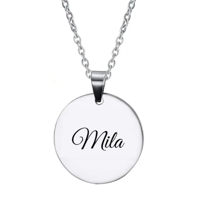 Afbeelding van Ketting RVS Met Naam Gravering Mila Zilver Rond