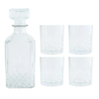 Afbeelding van Orange85 Whiskey Karaf 4 glazen 5 delig Transparant 900/230 ml Glas
