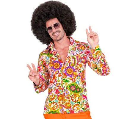 Afbeelding van Widmann Jaren 60 overhemd voor heren, hippie, reggae, Flower Power, Disco Fever, Schlagermove