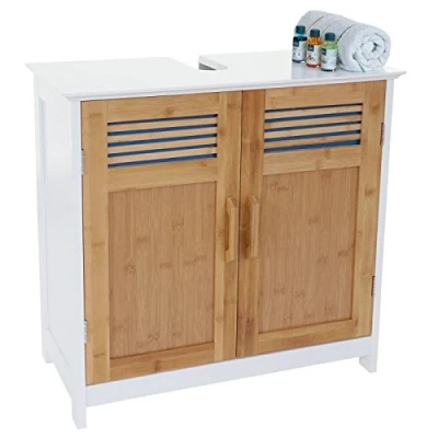 Afbeelding van Mendler Wastafelonderkast HWC A85, badkamerkast 60 x 30 cm bamboe