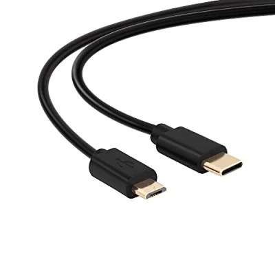 Afbeelding van conecto 1,00 m USB C naar Mirco 2.0 verbindingskabel, vergulde stekkercontacten, datakabel en oplaadkabel, zwart