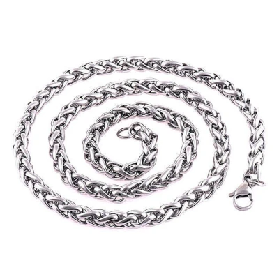 Afbeelding van Fako Bijoux® Schakelketting Staal RVS Vossenstaart Rond Gevlochten 7mm 55cm Zilverkleurig