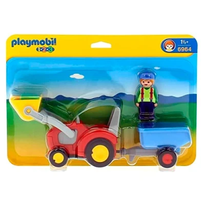 Afbeelding van Playmobil 1 2 3 Boer met tractor en aanhangwagen