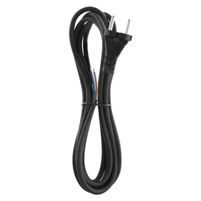 Afbeelding van EMOS Rubberen aansluitkabel 3 m, voedingskabel, aansluitkabel, strijkijzer, Schuko, 2 x 1,0 mm2, H05RN F rubber/neopreen, zwart