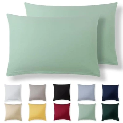 Afbeelding van Alreya kussensloop 50 x 70 cm (set van 2) zomergroen 100% jersey katoen voor kussen cm, hoofdkussenslopen, superzachte kussenslopen met ritssluiting