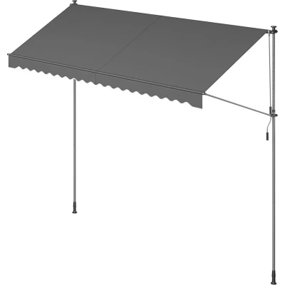 Afbeelding van Klemluifel Zonnescherm Zonwering Luifel Verstelbare Hoogte 220 300cm Grijs 400 x 120 cm