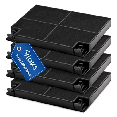 Afbeelding van Actiefkoolstoffilter voor afzuigkap, filterset van 4 stuks, vervanging Zanussi 902979355/2 EFF70, 195x139 mm actiefkoolstoffilter, accessoires afzuigkappen