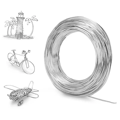 Afbeelding van Nafafosa knutseldraad, 2 mm x 30 m, aluminiumdraad, sieradendraad, zilverdraad, voor knutselen, dunne binddraad, modelleerdraad, zilverdraad sieraden,