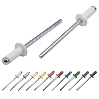 Afbeelding van (Pack van 100 stuks) Geschilderde blinde klinknagels 4,0 x 8 mm, koepelkop, DIN 7337, aluminium klinknagel en stalen doorn, popklinknagels (100, zuiver wit RAL 9010)