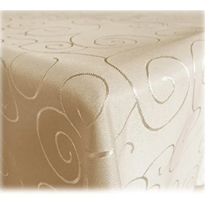 Afbeelding van JEMIDI tafelkleed ornamenten zijdeglans edele tafelhoes Cream Vorm Eckig Maat 160x260
