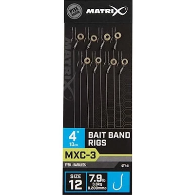 Afbeelding van Matrix Onderlijn MXC 3 Bait Band Rigs 4 (10cm) Eyed Barbless Maat : Haak 12