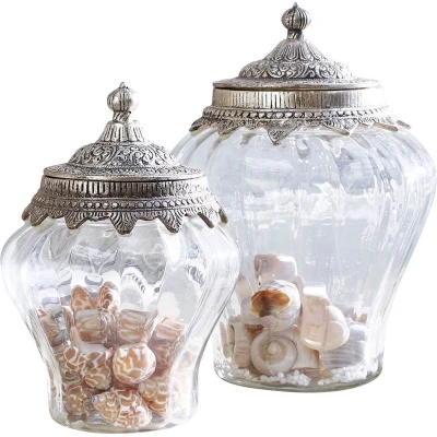 Afbeelding van LOBERON Glazen pot set van 2 Isaline helder