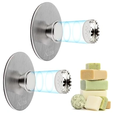 Afbeelding van Sporgo 2 stuks zeephouders met magneet: magnetische zeephouder zonder boren, zuignap, roestvrijstalen voor wastafel, douche en badkuip, keuken