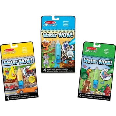 Afbeelding van Melissa &amp; Doug 3 Water Wow! Kleurblokken Voertuigen, Dieren en Avonturen, Meerkleurig, Busy book, Reisspel, Kleuren met water, Waterspel, Speelgoed jaar, Cadeau voor jongens meisjes