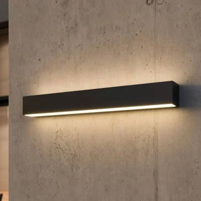 Afbeelding van Lucande Tuana LED wandlamp voor buiten IP65 Grafietgrijs Aluminium, glas L: 50cm B: 6cm H: Geïntegreerde lichtbron