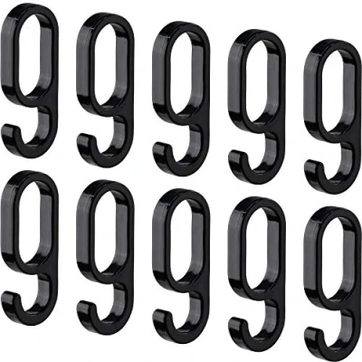 Afbeelding van Gedotec ophanghaken voor garderoberol ovale H10623 zwart plastic Kledinghanger 30 x 15 mm haken om op te duwen 10 stuks Kledinghaken