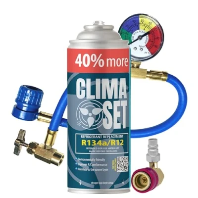 Afbeelding van ClimaSet gasvervanging R134a 1 x 235 g + slang en adapter voor auto airco 19952016 koelmiddel gas