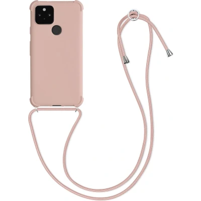 Afbeelding van kwmobile telefoonhoesjegeschikt voor Google Pixel 5 Hoesje van siliconen met telefoonkoord In parelmoer