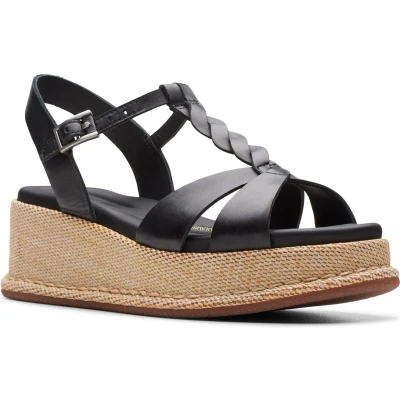 Afbeelding van Clarks Kimmei Twist Sandalen met plateauzool black, Dames, Maat: 41, Black Leer