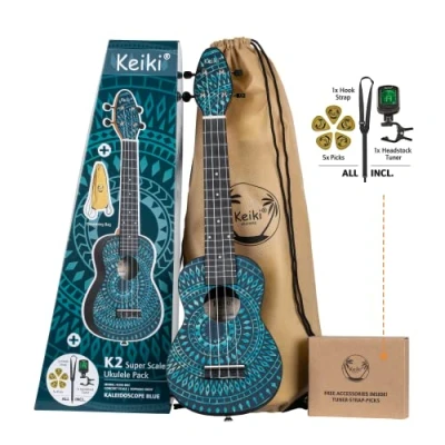 Afbeelding van Ortega Keiki K2SS BKC Soprano Size Ukulele Blue Kaleidoscope sopraan ukelele set