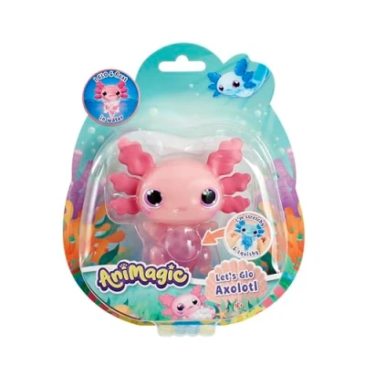 Afbeelding van Animagic Let&#039;s Glo Axolotl Roze, Elektronisch en Verlicht Huisdier Voor Kinderen Vanaf 4 Jaar, Zintuiglijke speel aanraakervaring, Uitrekbaar lichaam, Drijft gloeit in water