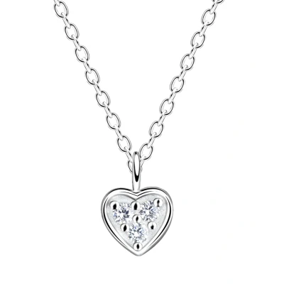 Afbeelding van JoyS Zilveren petit hartje hanger inclusief ketting 45 cm bedel 5 mm met zirkonia sterling zilver 925