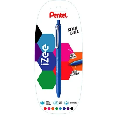 Afbeelding van Pentel 487107 iZee balpen met metalen clip, blauw