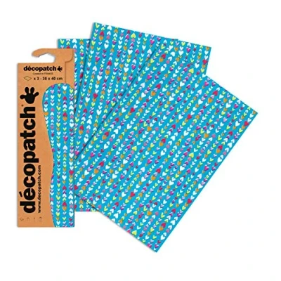 Afbeelding van Decopatch Papier No. 410 (blauw hart gekleurd, 395 x 298 mm) 3 pack