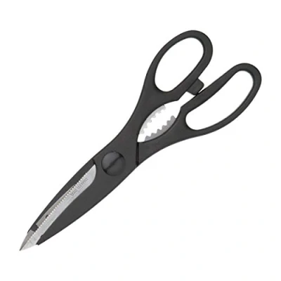 Afbeelding van KitchenCraft KCSCISSORMP Keukenschaar/Flesopener, roestvrij staal, 21 cm, zwart