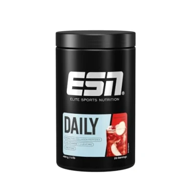 Afbeelding van ESN Daily, Appel Cranberry, 480 g, 1.1 lbs, 20 Porties Poeder met Bioactieve Collageen Peptiden, L Glutamine, Creatine en Leucine, Gemaakt in Duitsland, Laboratorium Getest