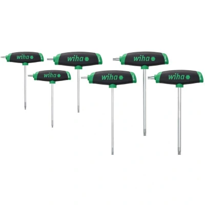 Afbeelding van Wiha L sleutel met T greep set ComfortGrip TORX® zijaandrijving, mat verchroomd 6 delig (45622)