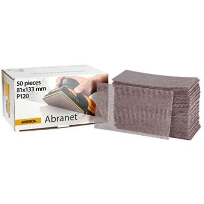 Afbeelding van Mirka Abranet net schuurstroken 81x133 mm klittenband / korrel P120 50 st voor het schuren van hout, plamuur, lak, kunststof 5417805012