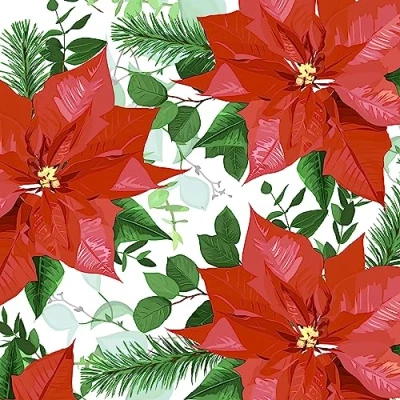 Afbeelding van 1 Pakje papieren lunch servetten Floral Christmas Kerst