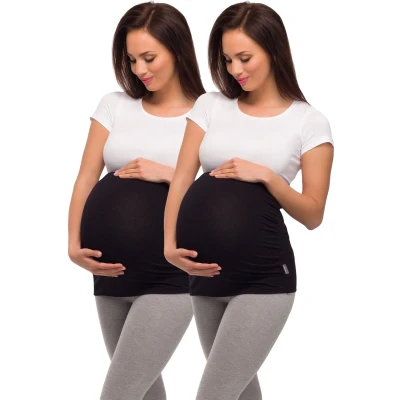 Afbeelding van BE Mammy Dames Zwangerschapsbuikband Zwanger Viscose 2Pack Band 04 Zwart/Zwart XS