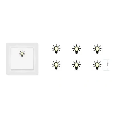 Afbeelding van Lichtstickerset met 6 stuks stickers, lichtschakelaar, sticker, symbool (RP8/1) (14 mm)