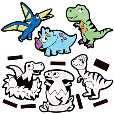 Afbeelding van Baker Ross FC805 Dinosaurus Fuzzy Kunst Magneten Set van 15, Kleurplaten, en Knutsels voor Kinderen