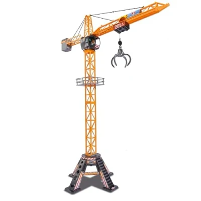 Afbeelding van Dickie Toys Mega Kraan, elektrische kraan met afstandsbediening, voor kinderen vanaf 3 jaar, 120 cm hoog, grijparm, kabellier, cabine, laadplatform
