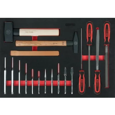 Afbeelding van KS Tools 711.1018 Set vijlen, beitels en hamers, 18 dlg, in 1/1 systeem inlay