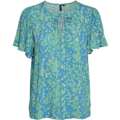 Afbeelding van VERO MODA top VMANNA met all over print blauw/groen
