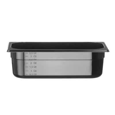 Afbeelding van HENDI Gastronorm container zwart, temperatuurbestendig van 40 tot 110C, met maatverdeling, vaatwasserbestendig, geur en smaakloos, 4L, polycarbonaat, GN 1/3, 325x176x(H)100mm, zwart