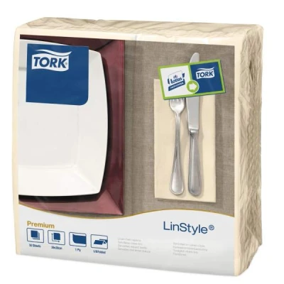 Afbeelding van Tork LinStyle Dinnerservet 39x39cm 1/8 vouw Cream 478146