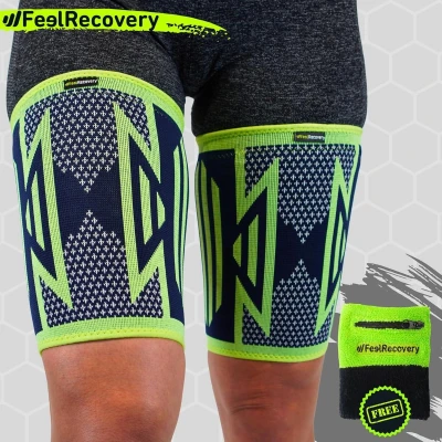 Afbeelding van Dijbeenbrace Damen Heren Bovenbeenbrace Hamstring Quad Bovenbeen Bandage Peesontsteking Spierverrekkingen Hardlopen Ademend Anti slip Groen L